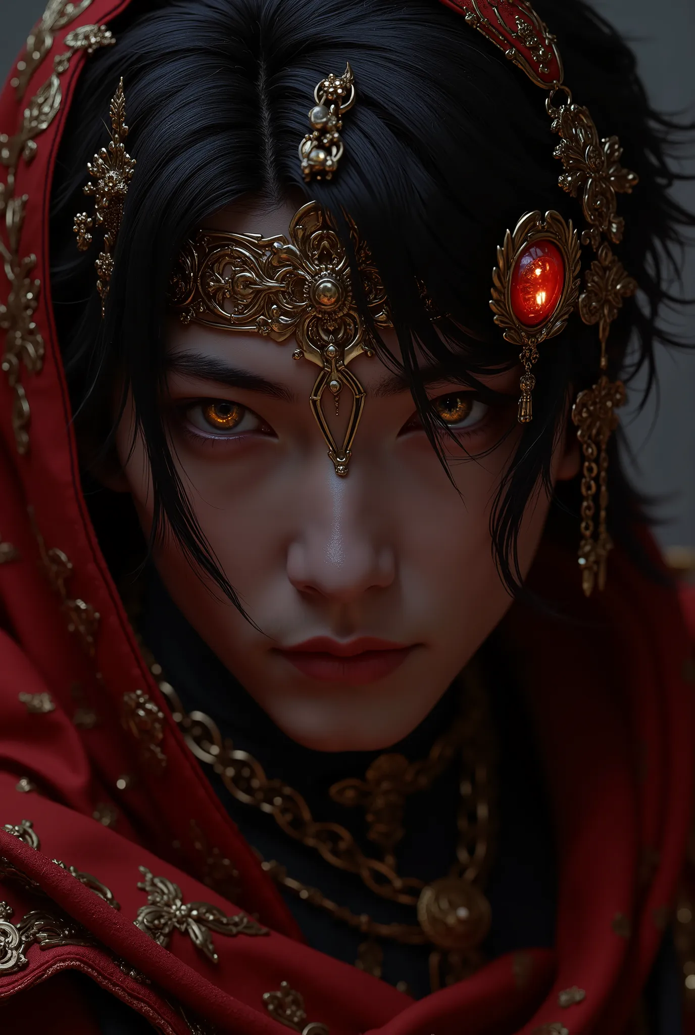 A close up of a person in a dark room, a character portrait inspired by Dai Jin, deviantart, serial art, handsome guy in demon slayer art, rossdraws 1. 0, rossdraws 2. 0, high quality fanart, artwork in the style of guweiz, rossdraws 2. 5, highly detailed ...