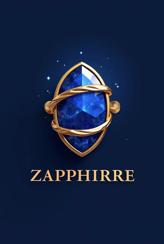 Create a logo for my jewelry and semijewelry company,  called "ZAPPHIRRE", that includes in its composition the sapphire stone wrapped in gold details and that has the name or the initial letter of the name