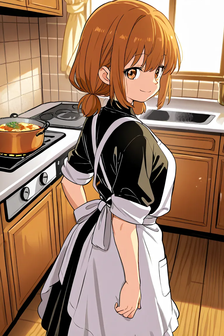 a very beautiful and hot cook making the best dish in the world 