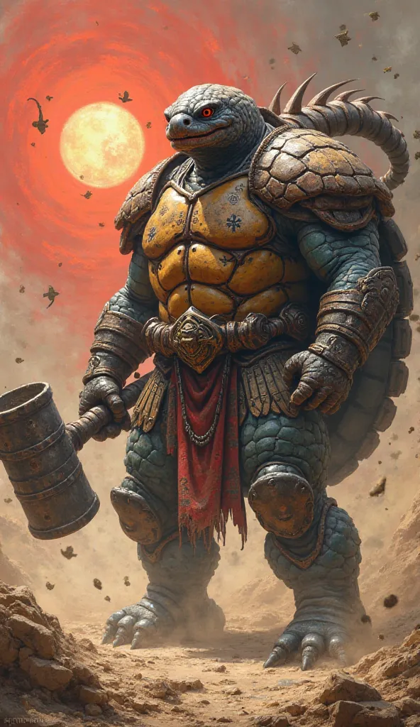 A legendary hybrid fusion of the Turtle Warrior and the Scorpion Warrior, merging unbreakable defense with deadly speed and precision. This ultimate warrior stands as a towering force, his massive shell reinforced with chitinous plating, blending ancient r...