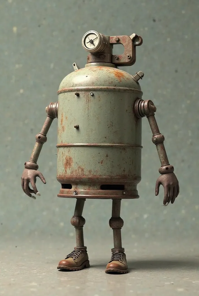 Gas bottle with legs and arms 