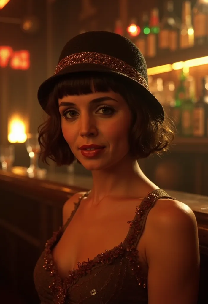 DVD Screencap. DanielleDushku, short bobbed hair with bangs, 1920s flapper, in a speakeasy bar