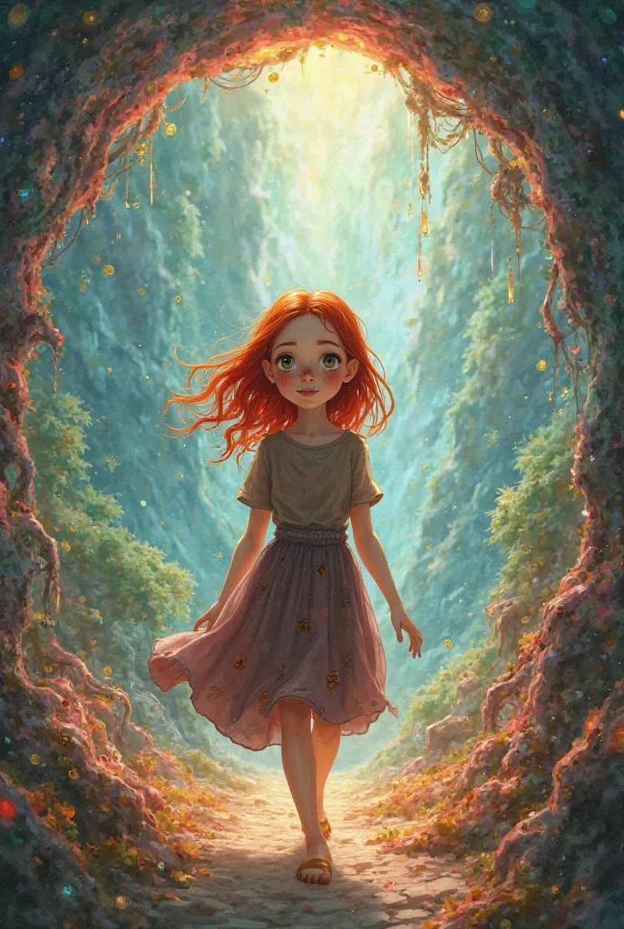 A  red-haired girl entering the portal 