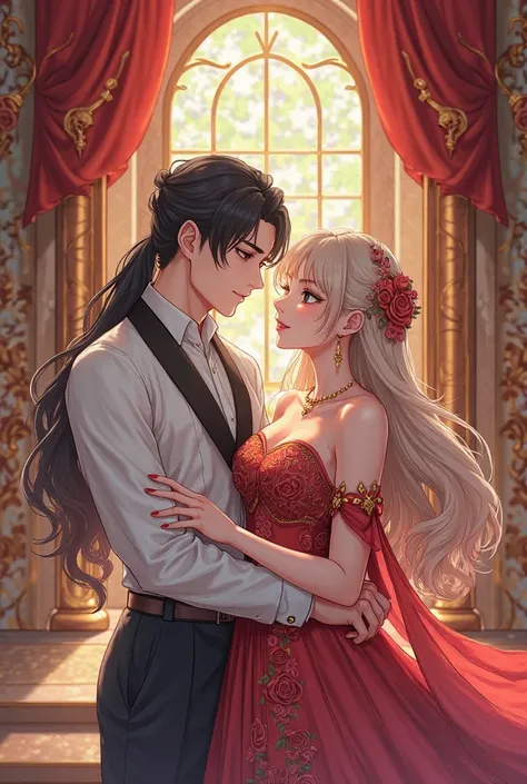 royal anime couple without too much detail, anime style 2D