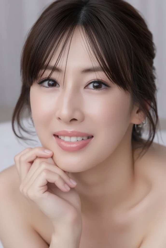  See high-resolution photos of adult Japanese women,  Photorealistic , masterpiece,  great quality,   intricate details without hiding the body ,   professional lighting, alone,  1 Best Girl ,  focus on your face ,    short cut black hair  ,  detailed face...