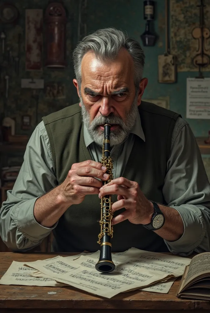 A angry man listening to a recorder