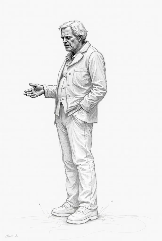 A pencil drawing of a person speaking