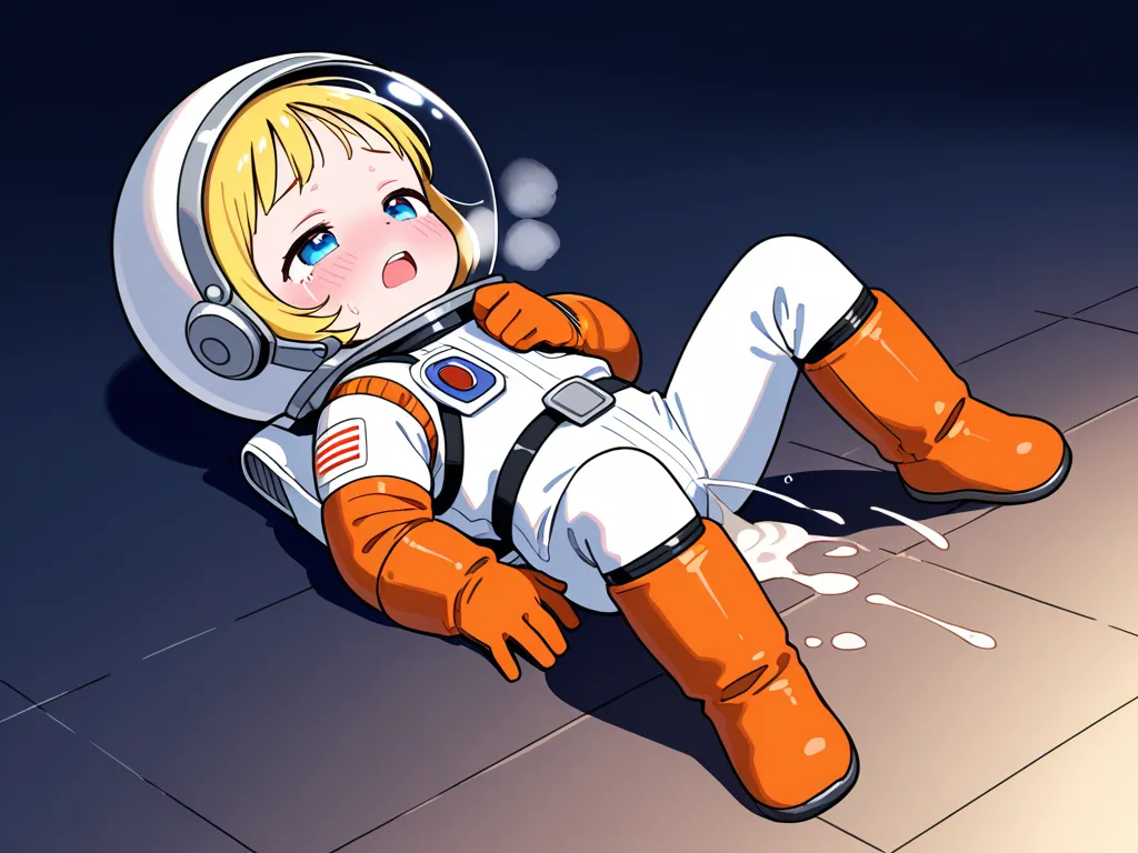 Adorable,loli,spacesuit,space_helmet,gloves,princess,female orgasm,difficulty breathing,1girl,fullbody,cum in helmet,