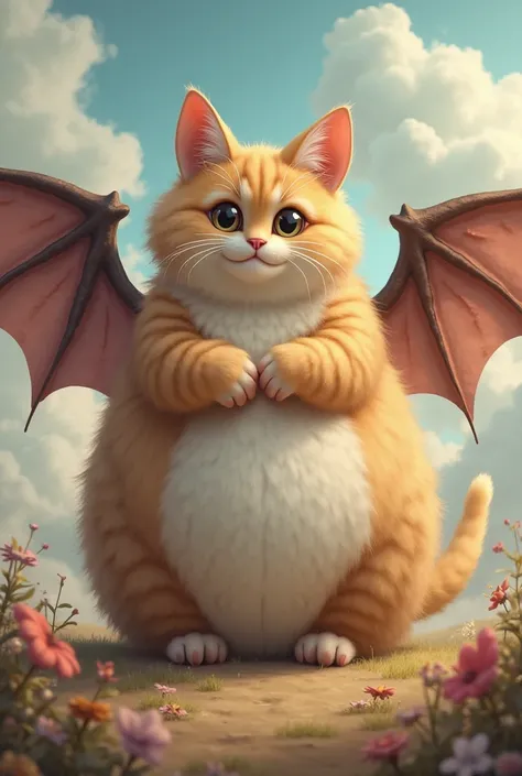 Fat cat with bat wings 