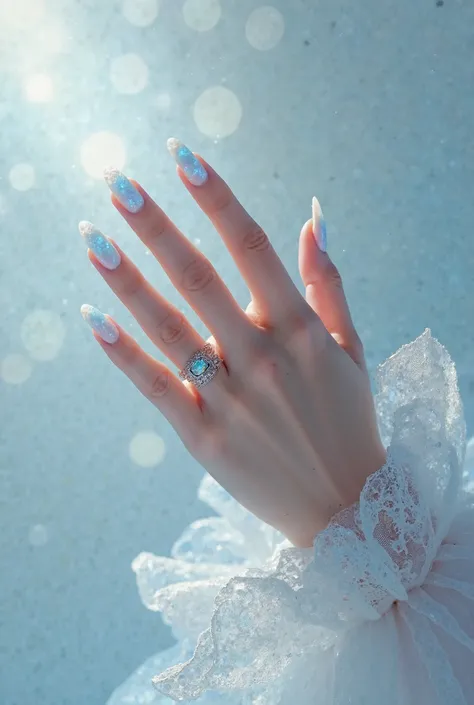 long light blue nails  