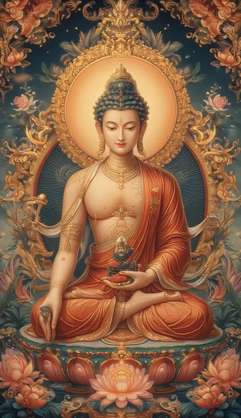 (( top quality)),( Ultra high resolution ),(  Super Fine ),( Detailed description ),(( Best Animation )),( the best works of art ),Sharp,, Ultra-precision art , Stunning depiction of art , The beauty of intricate details:1.3,Buddhist painting ,Mandala, ((M...