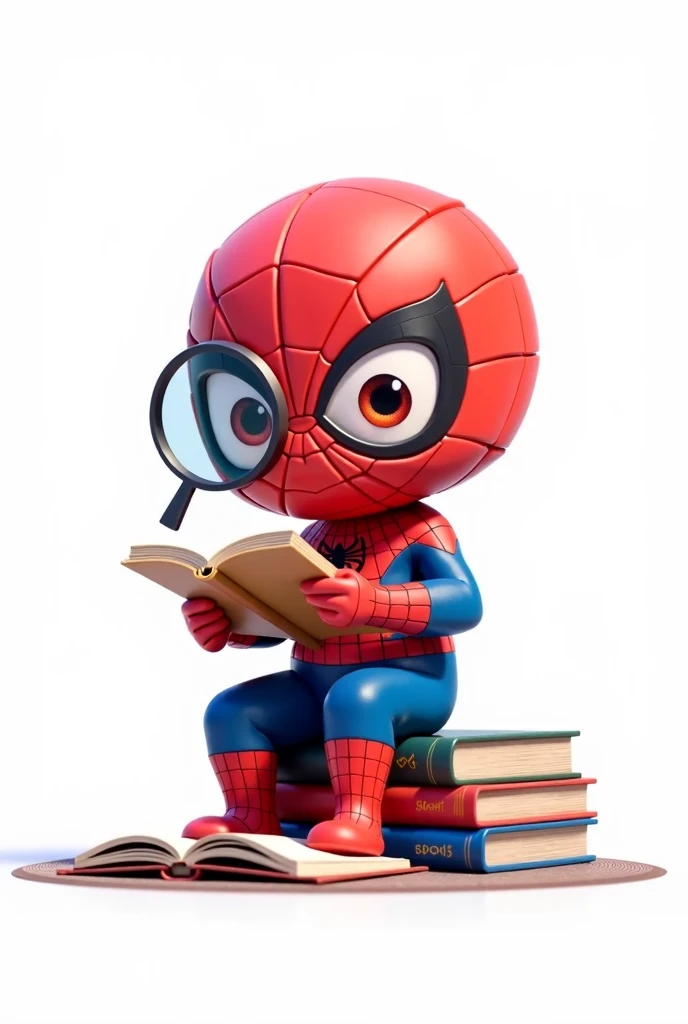 Create Spiderman character with a computer on a white background