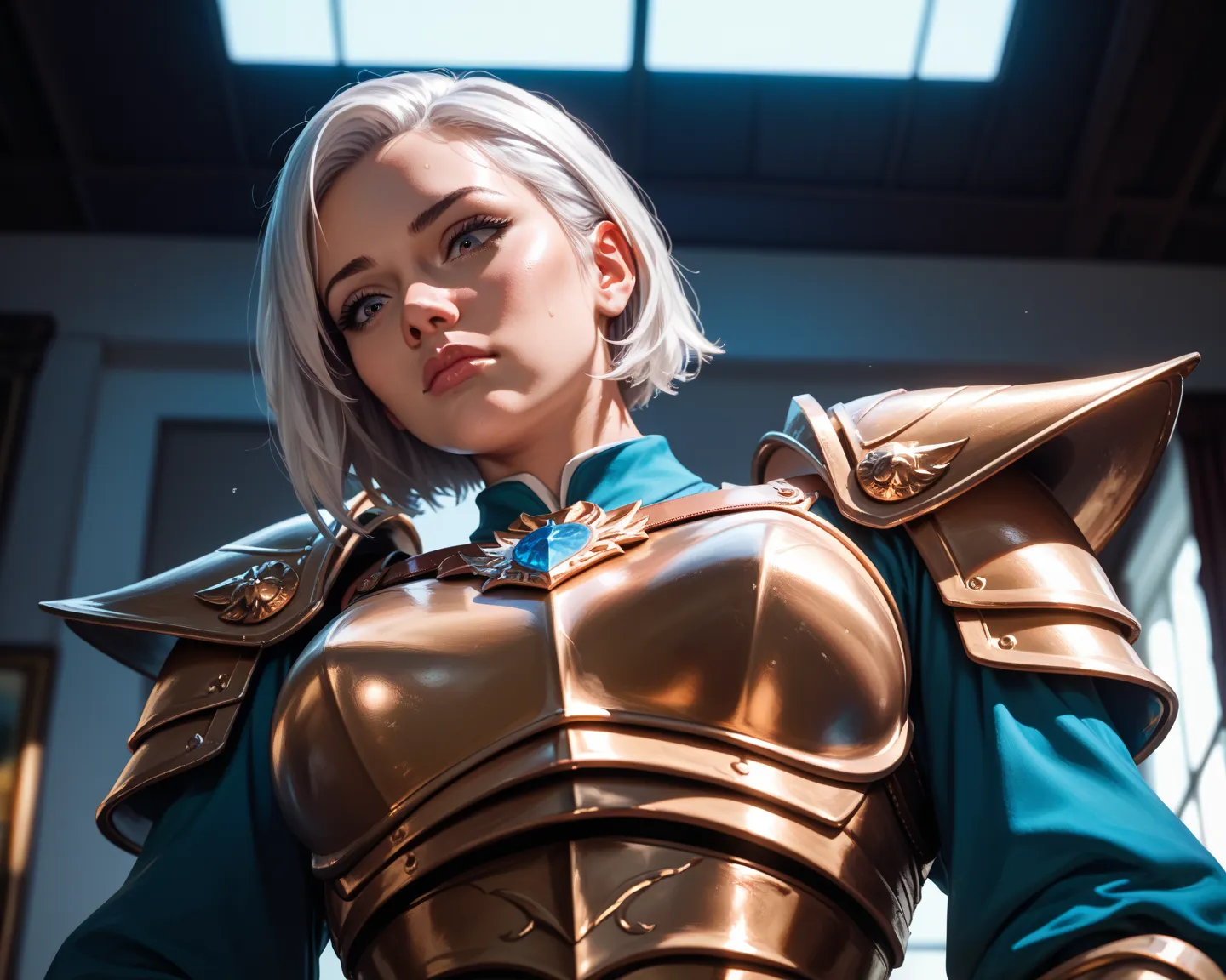 armor,shoulderarmor,1 Girl,pauldrons, short hair,powerarmor,Girl with white hair and disgusting face,Looking Down,,Score_9,Score_8_up,Score_7_up,Score_6_up,Score_5_up,Score_4_up,resting portrait,exquisite facial close-up,armor装扮的女孩,sluggish,4k HD,realistic...