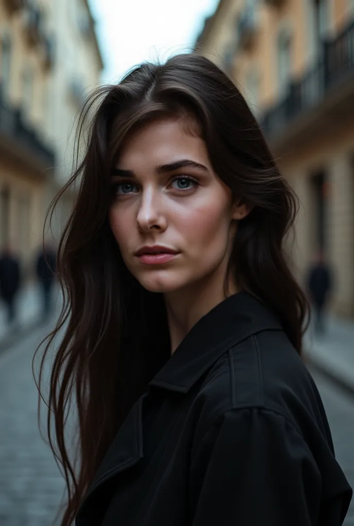 Portrait photo of this girl in different places of the French city of Lyon, keep the girl's face unchanged