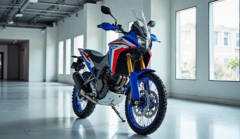 Generate back  2025 HONDA AFRICA TWIN 1200 – Blue and White Red Contrast Fancy showroom 