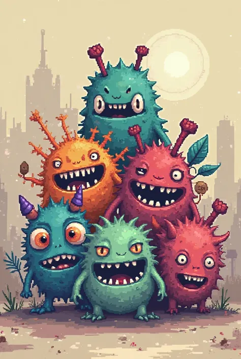 16x16 pixel art monsters with animation