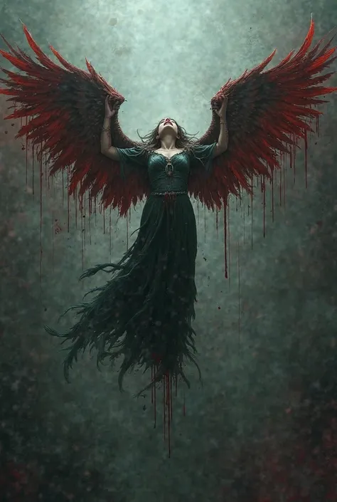 Broken angel wings dripping blood only wings 