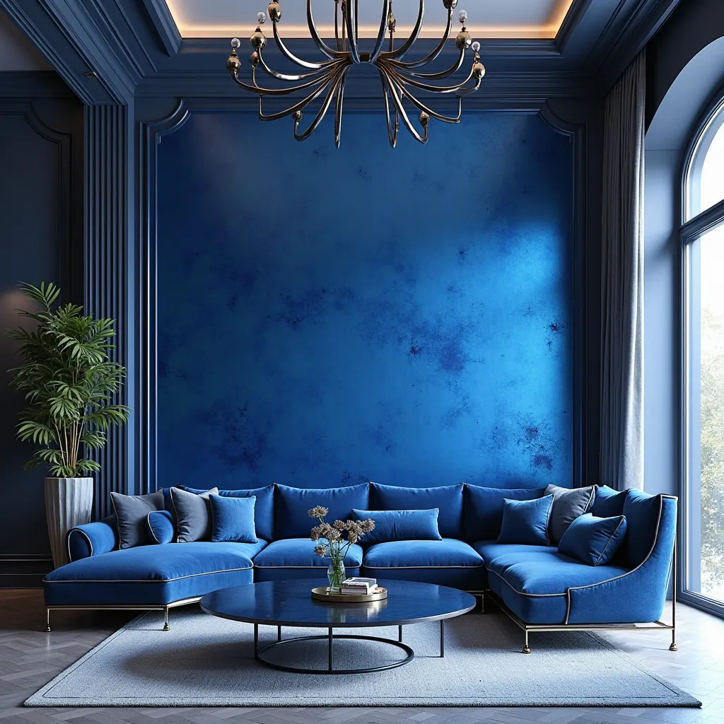 elegant and metallic sapphire blue wall