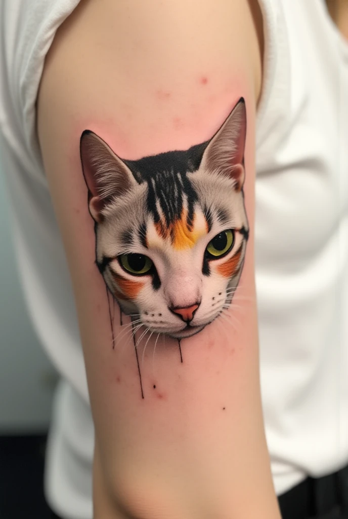 I would like a tattoo with the colors of my cat but linear