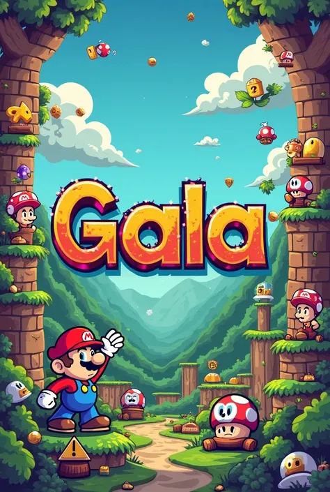 Poster that says GALA with a Mario BROs theme
