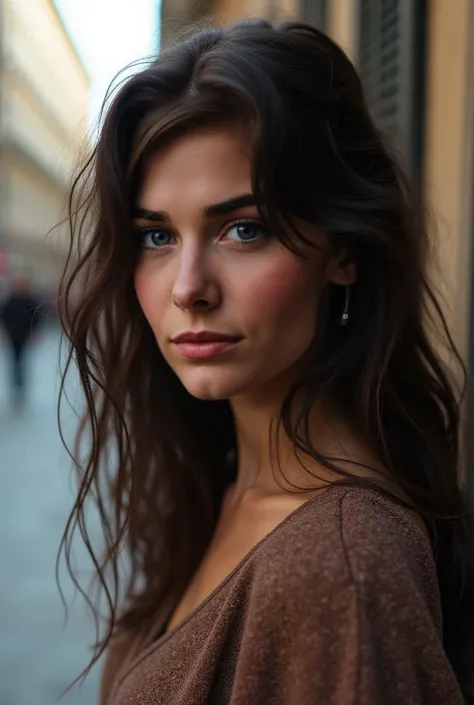 Portrait photo of this girl in different places of the French city of Lyon, keep the girl's face and hairstyle unchanged