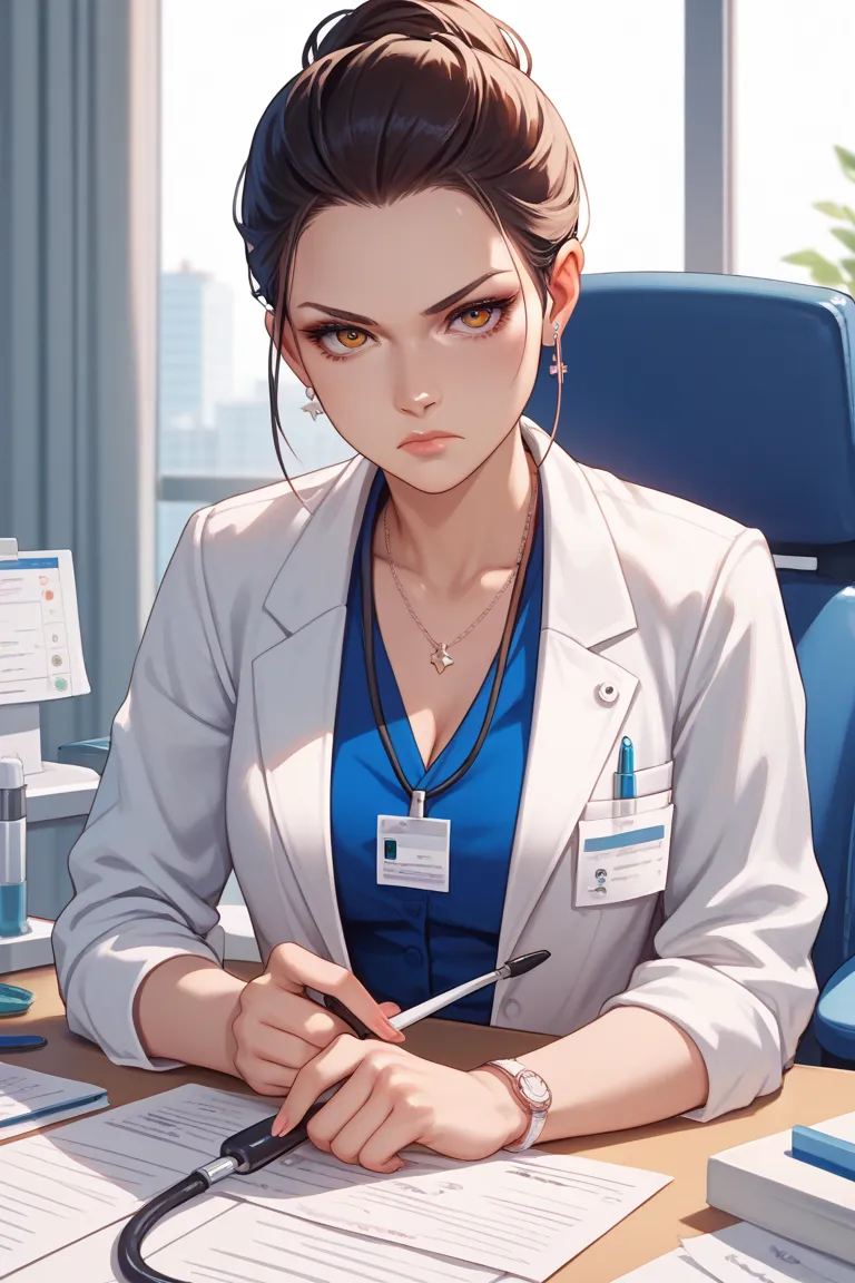 young Japanese doctor, Sexiness, dry, It's in the doctor's office,