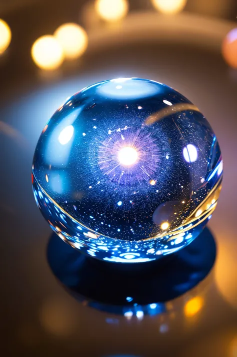 how crystal balls collide and burst、background blur、Resplendent and reflective light、