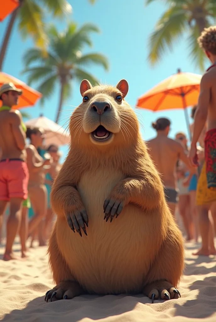 Capybara at a beach party