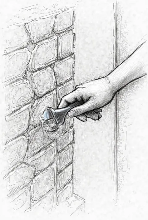 Sketch of a waterproofing agent applied to a wall 