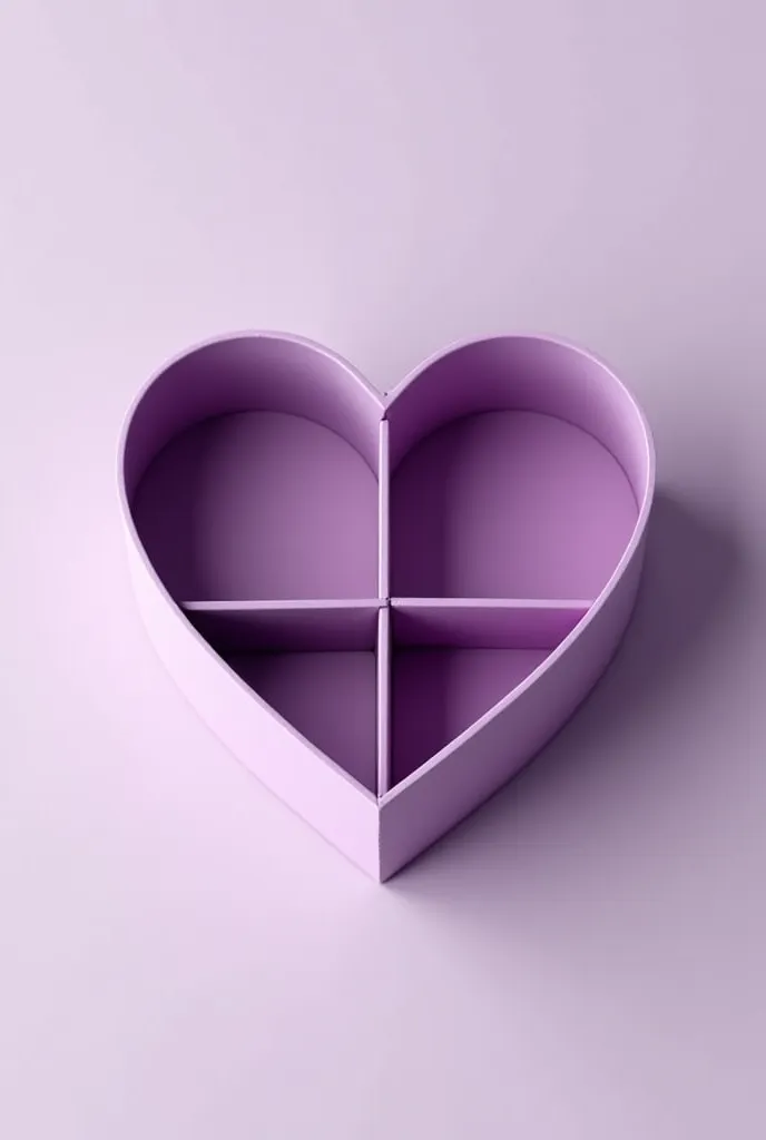 Heart box with purple divisions and cardboard material 