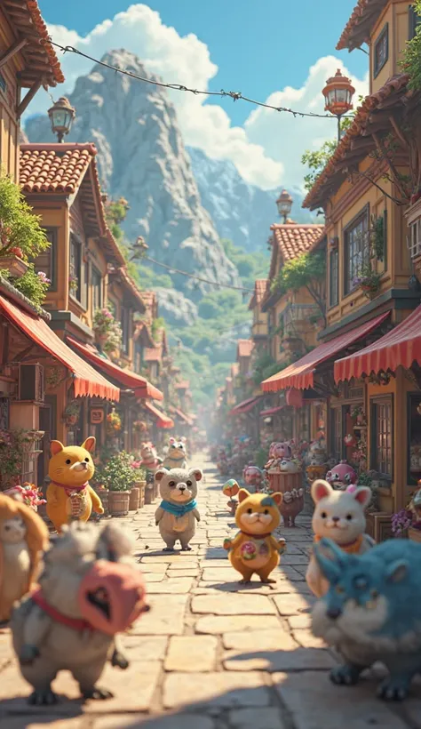 The setting is a bustling town inhabited entirely by anthropomorphic animals, designed with streets, buildings, and markets tailored for different species. The roads are generally clean, lined with cozy shops and small homes, but a designated public waste ...