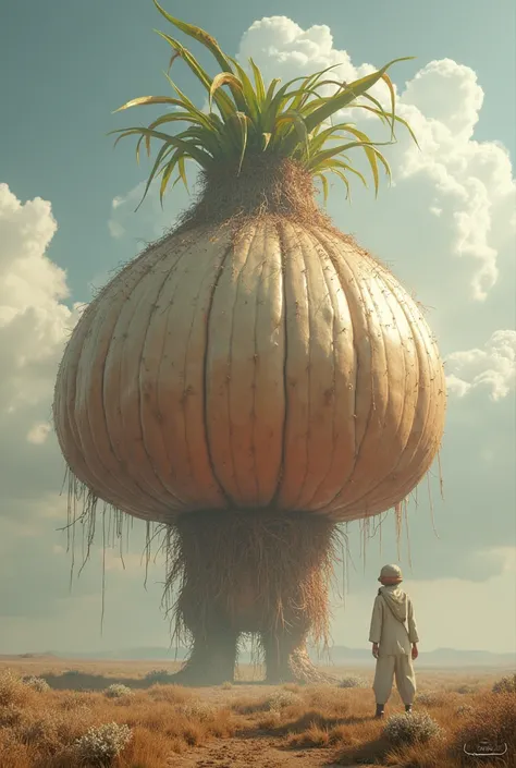 Giant onion with big hairy feet