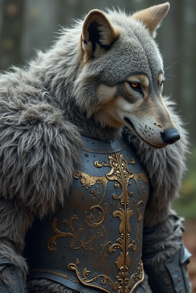 ((the best quality, incredible detail)), Furry male wolf, Blaidd from Elden Ring, grey wool, man, sexy, Beautiful cock, only man, only male, small dick, dressed in knight's armor, lust on his face, fluffy, lots of wool, Furry licks the body of a naked male...