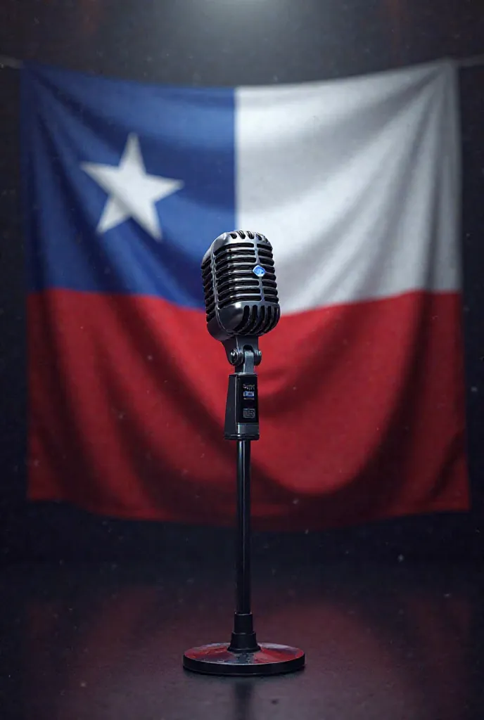 Chilean flag with a microphone 
