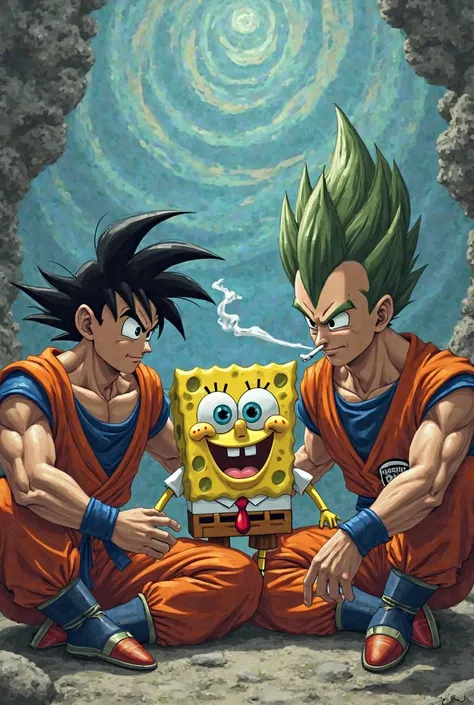 Now do a Goku smoking marijuana with Vegeta and SpongeBob