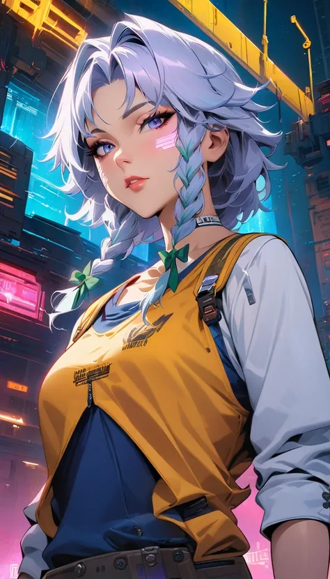 (masterpiece, Highest quality: 1.2),  advanced facial details, cyberpunk,  marvel style, mechanical crane,  1girl, izayoi sakuya,