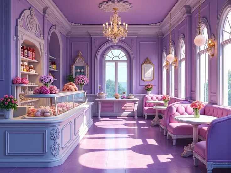 ICE CREAM PARLOR COLORS PURPLE AND ROYAL WHITE