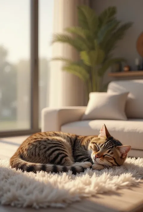 a sleeping cat,Modern house 