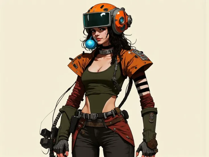 character of "The Forger " futuristic steampunk style , It performs the function of Protecting and creates capsules that resist the attacks of the machines of this futuristic steampunk universe, Character illustration style, a human being,  with robotic pa...