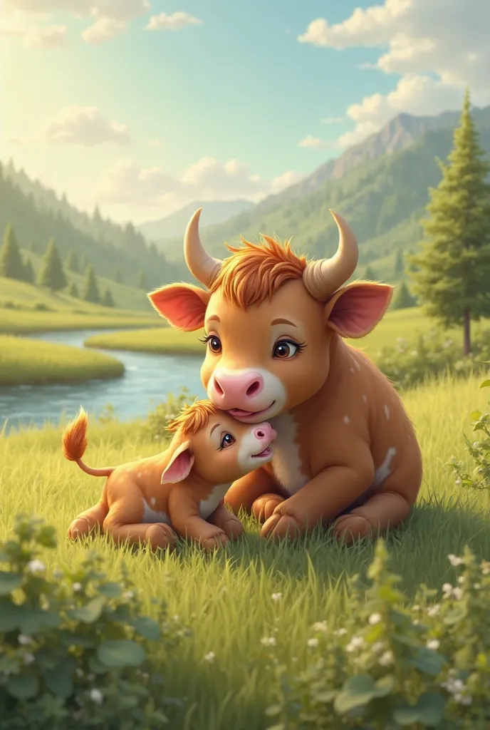 "The cow was very loving and took great care of her baby."