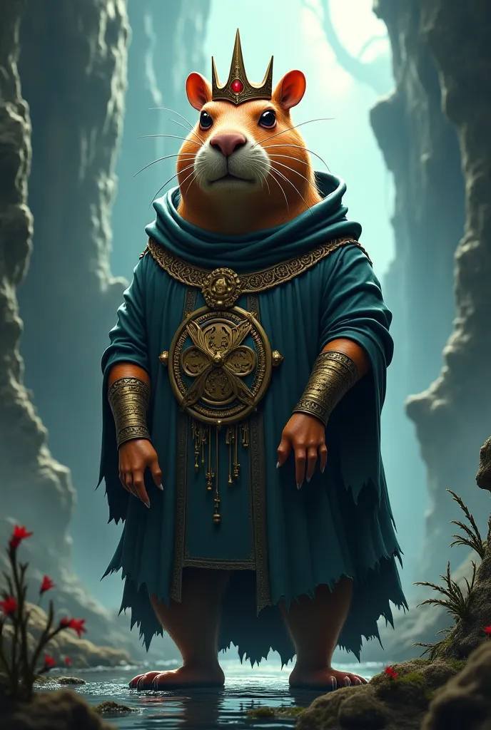 Animated Capybara disguised as Hades, King of the Underworld 