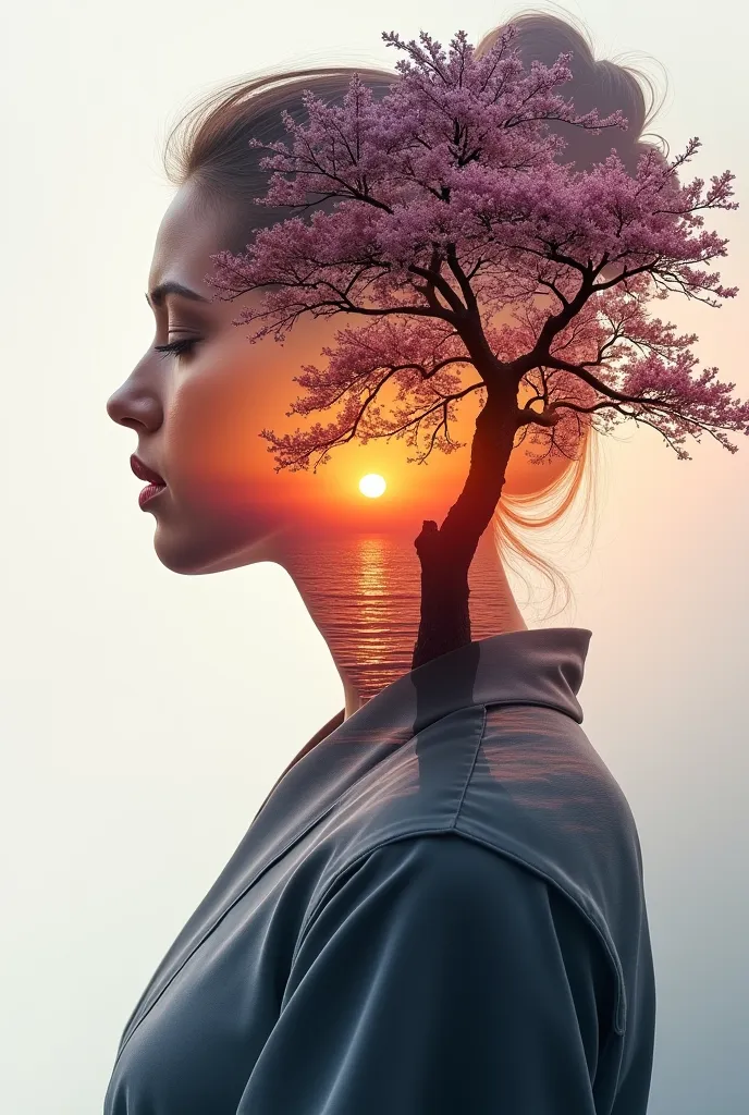 high quality, 8K Ultra HD, A beautiful double exposure that combines an goddess silhouette with sunset coast, sunset coast should serve as the underlying backdrop, with its details incorporated into the goddess , crisp lines, The background is monochrome, ...