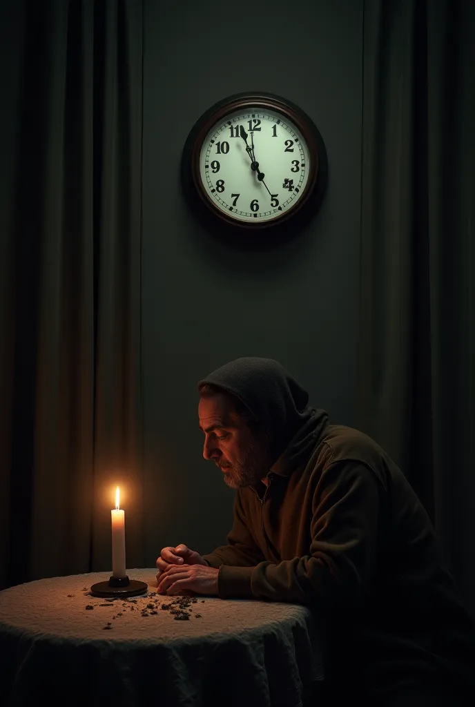 Scene 5: the end (THE FINAL HOUR) (Midnight, The Poet's Room)

(The clock marks 12. The candle burns out. The Poet closes his eyes.)
Voice-over (poet):
"The hours are dead...
How do I die..."
(The clock stops.  Cast to black .)