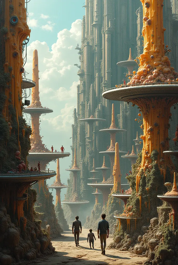 Painting by Jeronimo Bosch. futuristic city 