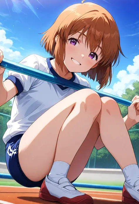 score_9, score_8_up , score_7_up , score_6_up , score_5_up , score_4_up , (Angle seen from the side) (Show the whole body) (a girl is playing a horizontal bar) (During physical education class)  Beautiful anime style portrait, Detailed portrait of beautifu...