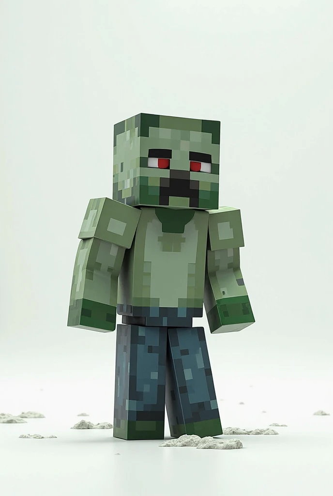 Minecraft zombie on a white background, (no blood)
