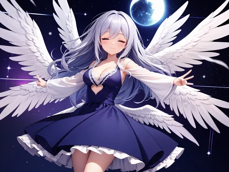 an animated anime drawing of a woman with huge wings holding a staff, well-formed face, ultra cute face, ultra detailed eyes, ultra detailed hair, ultra cute, ultra beautiful, ((high end)), (UHD picture), (best quality,4k,8k,highres,masterpiece:1.2), top-q...