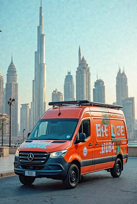 a tourist van branded EXPLORE DUBAI