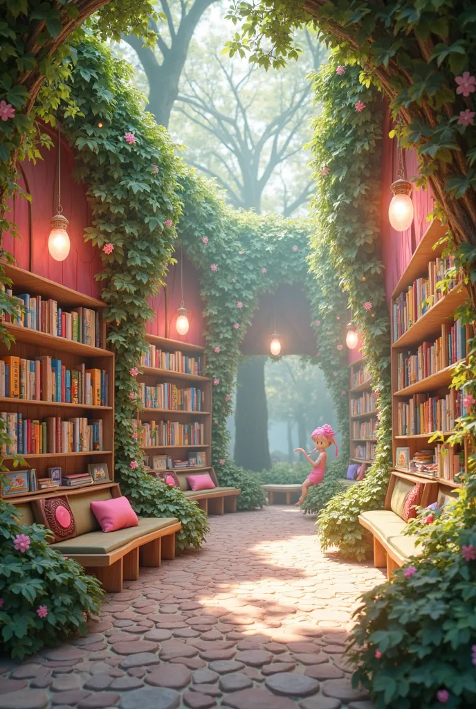 Create a simple learner center library that is green and pink fairy themed