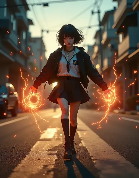 ((RAW photo), absurd, (absurdresolution)), (sexy), (tangerine-colored pupil, sharp pupil), ((realistic style)), ((slender, shapely girls)), (short hair, bangs) (Character with special powers or abilities) ((Collegiate attire or uniform, ripped, burned, hol...